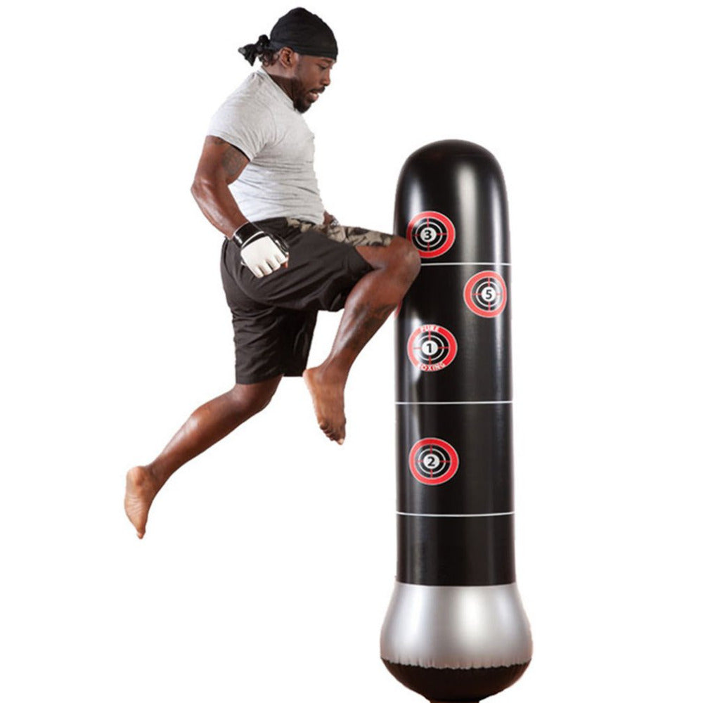 150cm Boxing Punching Bag Inflatable Free-Stand Tumbler Muay Thai Training Pressure Relief Bounce Back Sandbag with Air Pump